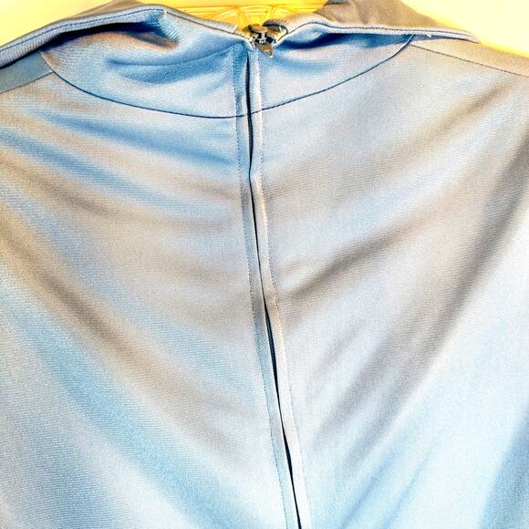 Vintage Manning Silver Light Blue Bell Bottom Pantsuit 70s Disco Set Y2K Revival - Picture 9 of 9